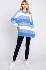 Blue Brushed Striped Sweater