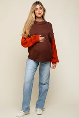 Brown Multi-Color Knit Maternity Sweater