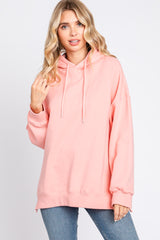 Pink Drawstring Maternity Hoodie