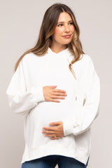 Ivory Drawstring Maternity Hoodie