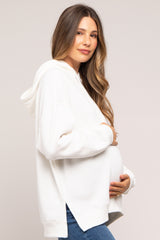 Ivory Drawstring Maternity Hoodie