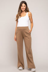 Brown Soft Wide Leg Side Slit Maternity Sweatpants