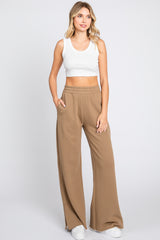 Brown Soft Wide Leg Side Slit Maternity Sweatpants