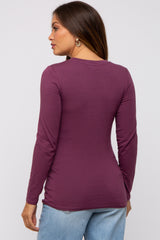 Plum Long Sleeve Maternity Top