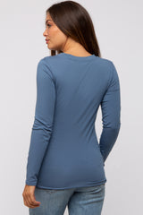 Blue Long Sleeve Maternity Top