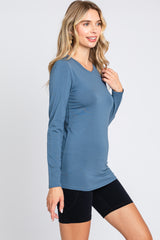 Blue Long Sleeve Top