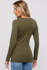 Olive Fitted Long Sleeve Maternity Top