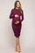 Plum Ribbed Mock Neck Ruched Long Sleeve Maternity Dress