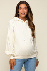 Cream Faded Wash Maternity Drawstring Hoodie