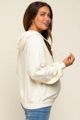 Cream Faded Wash Maternity Drawstring Hoodie