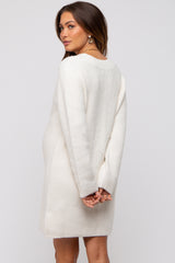 Ivory V-Neck Oversized Maternity Sweater Dress