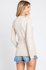 Beige Basic Long Sleeve Top