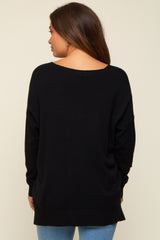 Black Long Sleeve Side Slit Maternity Sweater