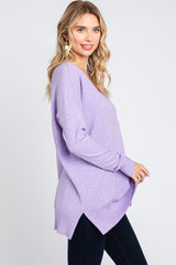 Lavender Long Sleeve Side Slit Sweater