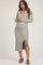 Heather Grey Long Sleeve Front Slit Maternity Sweater Maxi Dress