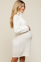 Ivory Turtleneck Maternity Sweater Dress