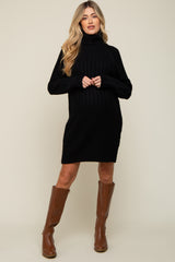 Black Turtleneck Maternity Sweater Dress