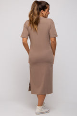 Taupe T-Shirt Maternity Midi Dress