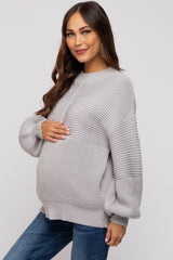 Heather Grey Ribbed Maternity Sweater