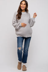 Heather Grey Ribbed Maternity Sweater