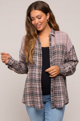 Lavender Mixed Plaid Maternity Top