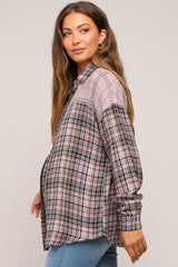 Lavender Mixed Plaid Maternity Top