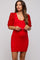 Red Ribbed Sequin Puff Sleeve Maternity Dress