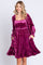 Magenta Velour Square Neck Dress