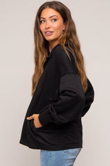 Black Half Zip Maternity Pullover Top