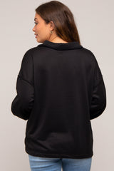 Black Half Zip Maternity Pullover Top