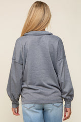 Charcoal Half Zip Maternity Pullover Top