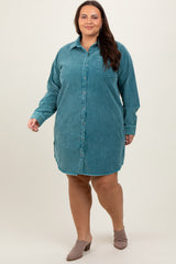 Jade Corduroy Button Down Collared Plus Dress