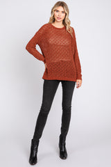 Rust Chenille Open Knit Sweater