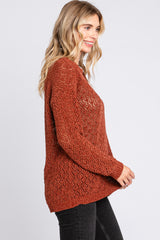 Rust Chenille Open Knit Sweater