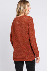 Rust Chenille Open Knit Sweater