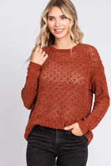 Rust Chenille Open Knit Sweater