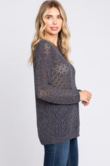 Charcoal Chenille Open Knit Sweater