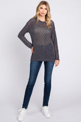 Charcoal Chenille Open Knit Sweater