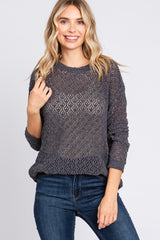 Charcoal Chenille Open Knit Sweater