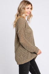 Olive Chenille Open Knit Sweater