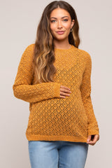 Gold Chenille Open Knit Maternity Sweater