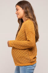 Gold Chenille Open Knit Maternity Sweater