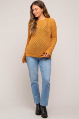 Gold Chenille Open Knit Maternity Sweater