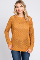 Gold Chenille Open Knit Maternity Sweater