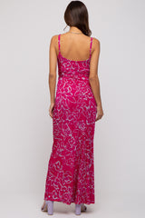 Magenta Floral Maternity Maxi Dress