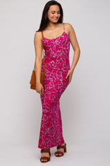 Magenta Floral Maternity Maxi Dress