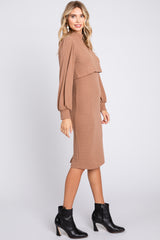 Mocha Rib Knit Mock Neck Nursing Dress