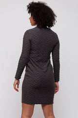 Black Soft Brushed Knit Long Sleeve Dress