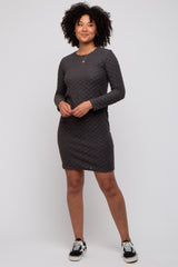 Black Soft Brushed Knit Long Sleeve Dress