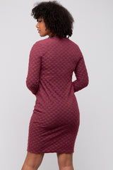 Burgundy Soft Brushed Knit Long Sleeve Dress